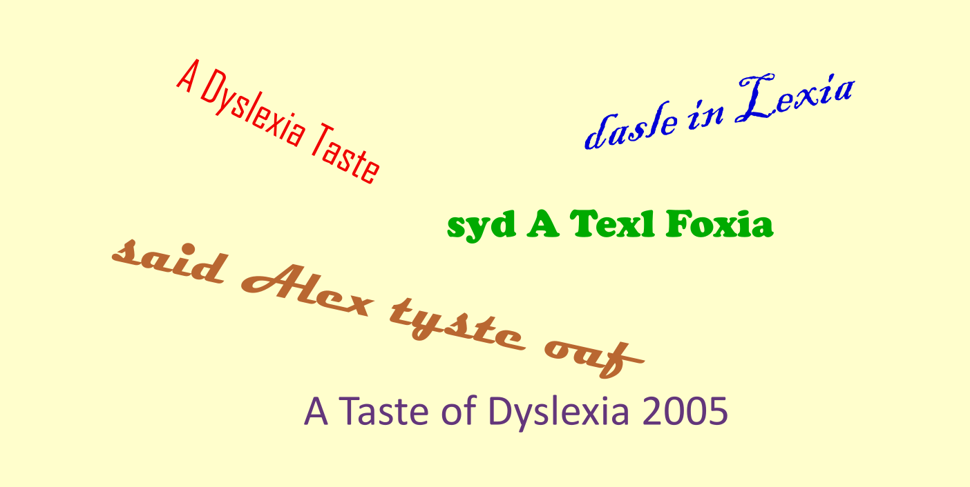 Muddled letters as variations of A Taste of Dyslexia
